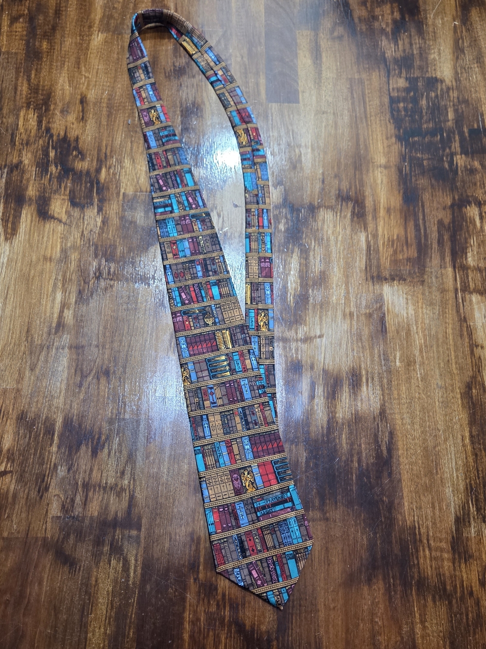 Eagles Wings Pastor's Bookshelf Silk Tie Brown & Blue Like New